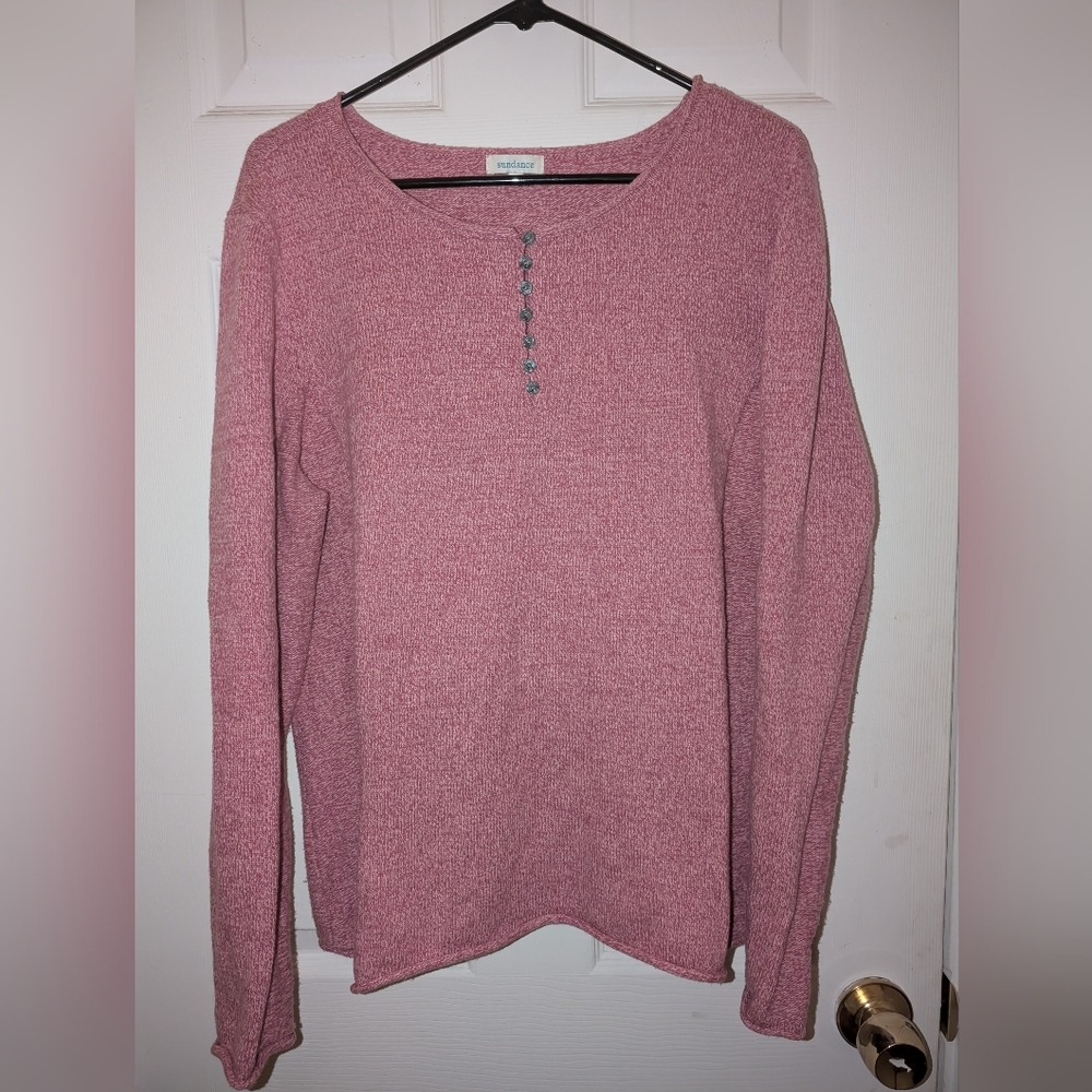 Sundance Women's Homestead Henley Cotton Silk Blend Sweater (XL)